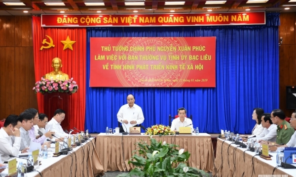 Thủ tướng Chính phủ Nguyễn Xuân Phúc làm việc với Ban Thường vụ Tỉnh ủy Bạc Liêu